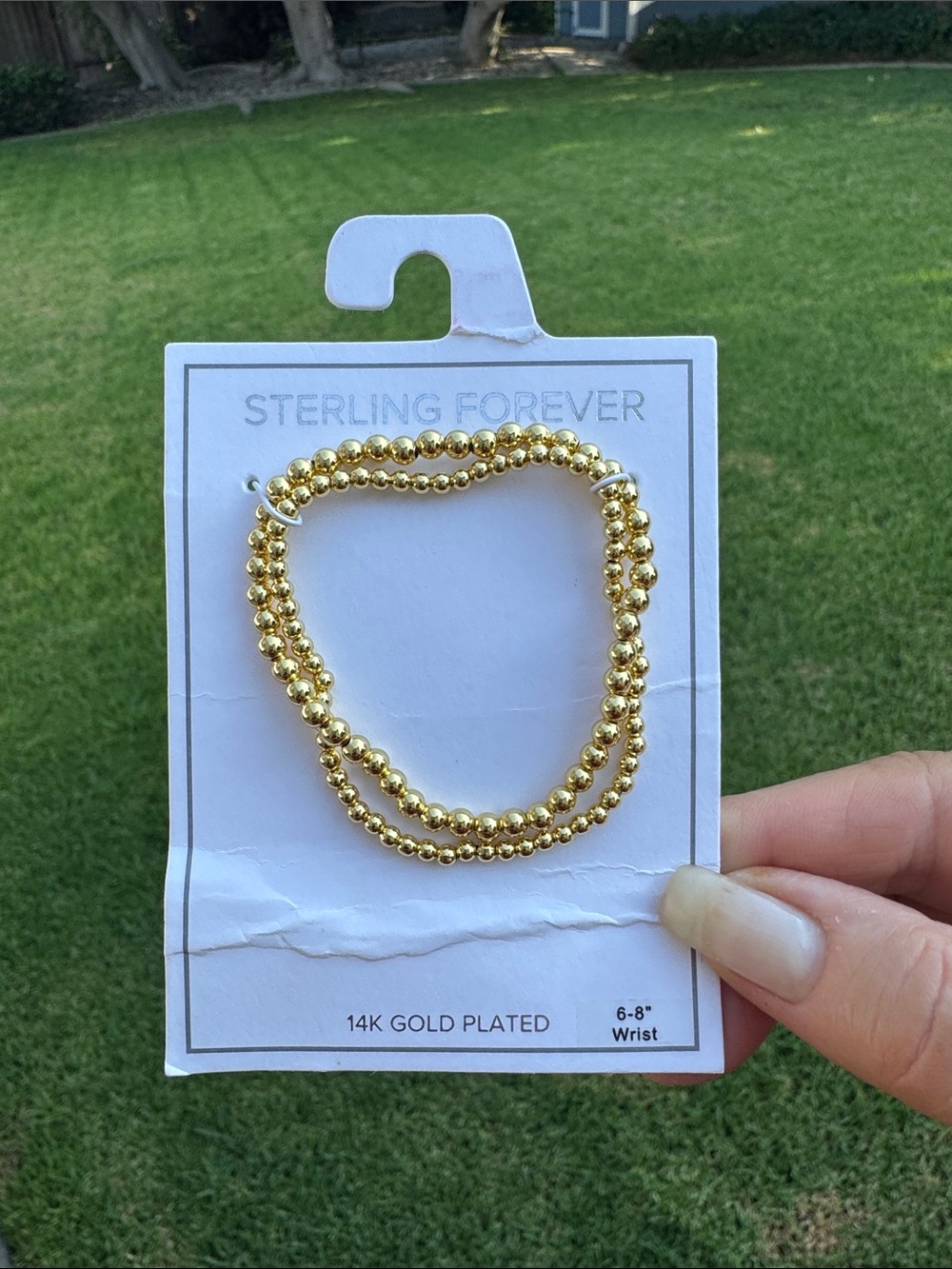 NWT Sterling Forever 14K Gold Plated Beaded Stretch Bracelet Set ~ make offer 😁